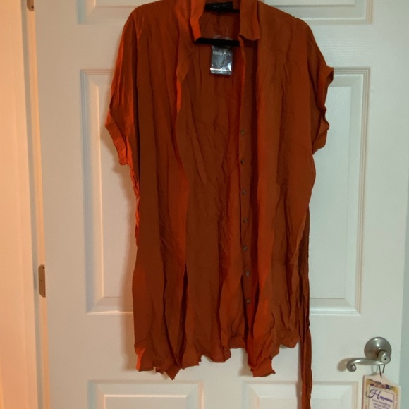 Rust Orange Woven Button Down Blouse New With Tags Forever 21 - Picture 3 of 4